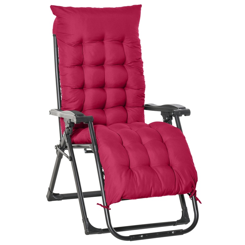 Zero Gravity Reclining Chair, Adjustable Backrest, Folding Sun Lounger, Removable Cushion, Headrest, Wine Red