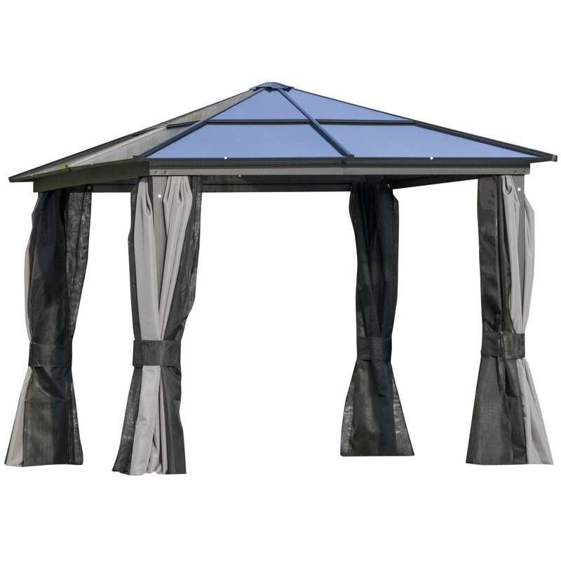 10x10ft Hardtop Gazebo, Aluminum Frame, Polycarbonate Canopy