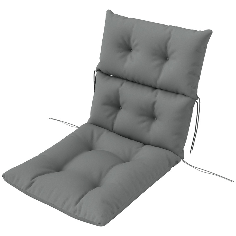 Adirondack Chair Cushion, Tufted with Ties, Non-Slip, Light Grey