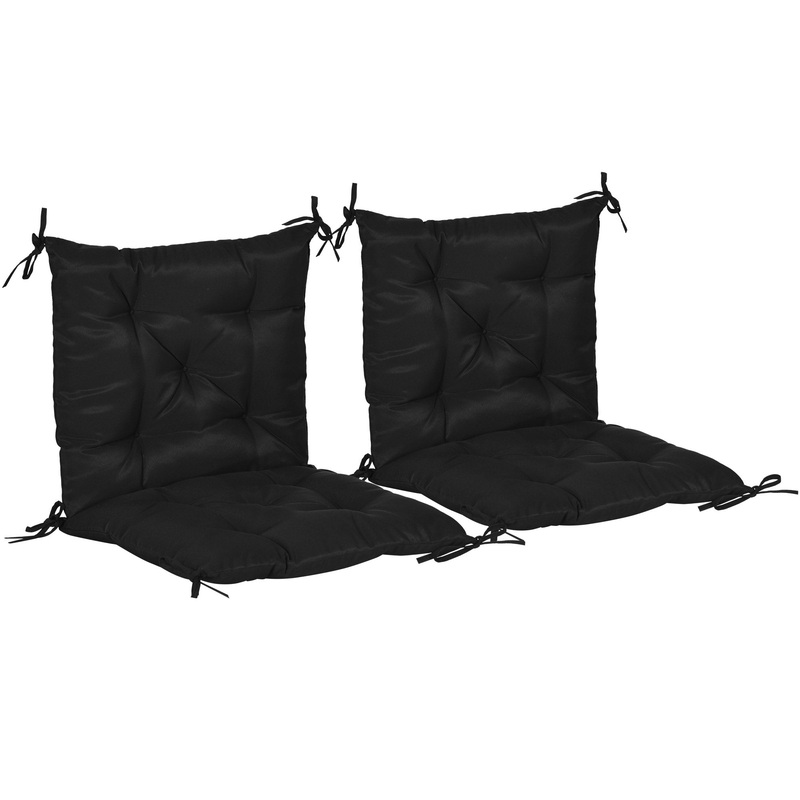 Patio Chair Cushions Set of 2, 39 x 20 x 3, Outdoor Tufted, Black
