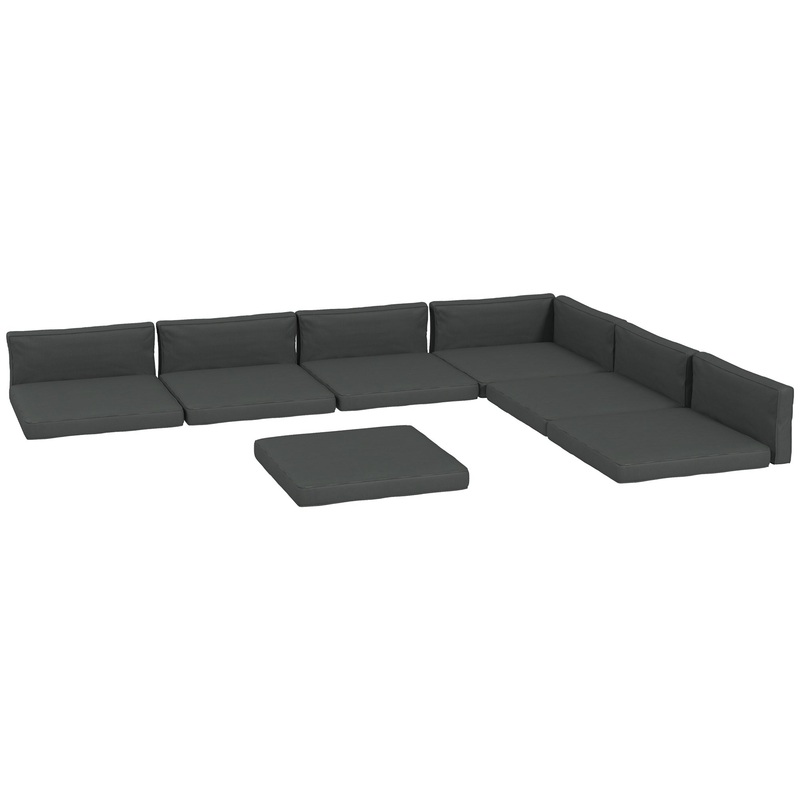 Replacement Cushions for Rattan Furniture, 14 Piece Outdoor Seat Cushion Pad for Patio Set, 7 Seat and 7 Back, Grey