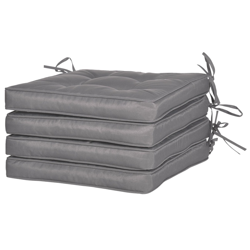 Replacement Cushions for Rattan Furniture, 4 Piece Outdoor Seat Cushion Pad for Patio Set, Dark Grey