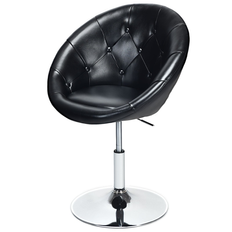 1 Piece Adjustable Modern Swivel Round Tufted, Black