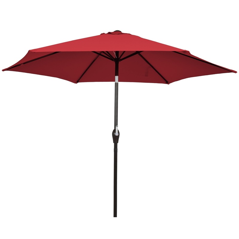 10 Feet Outdoor Patio Umbrella with Tilt Adjustment and Crank, Dark Red