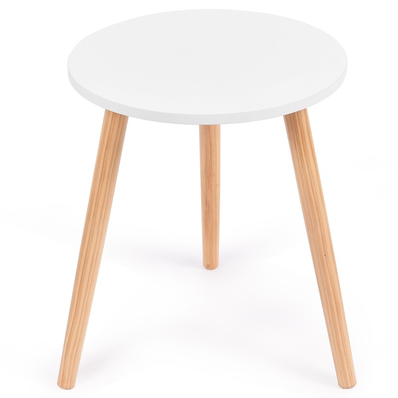 16 Inch Modern Round Coffee Table, White