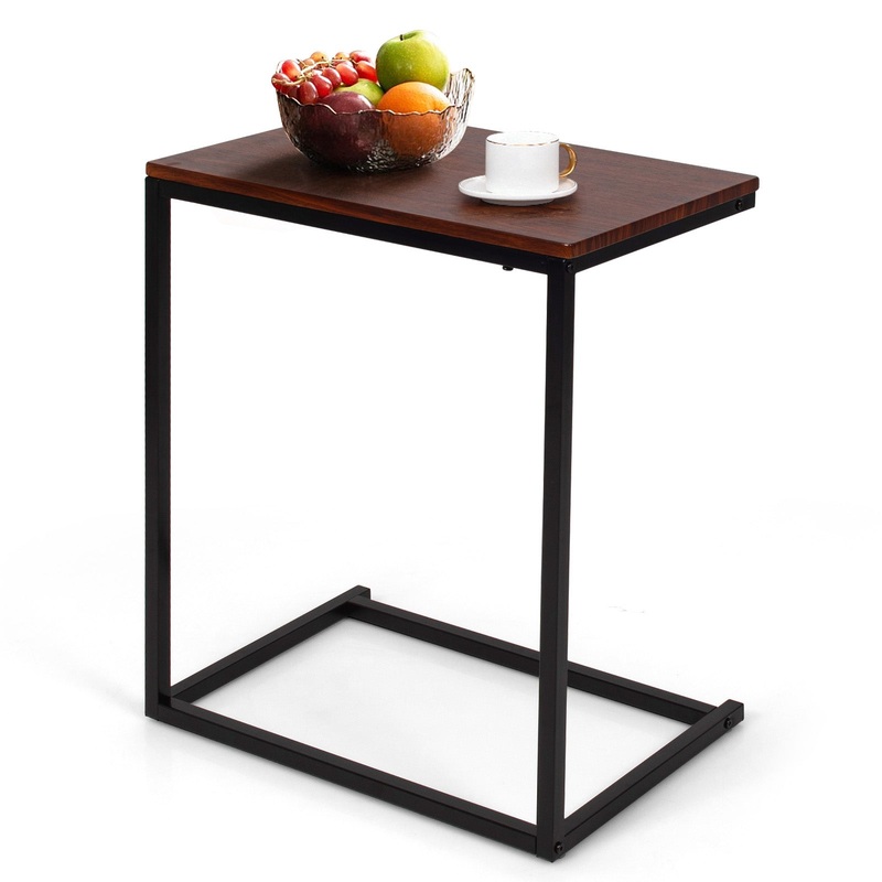 26 Inch Beside Sofa Laptop Holder End Stand Desk, Dark Brown