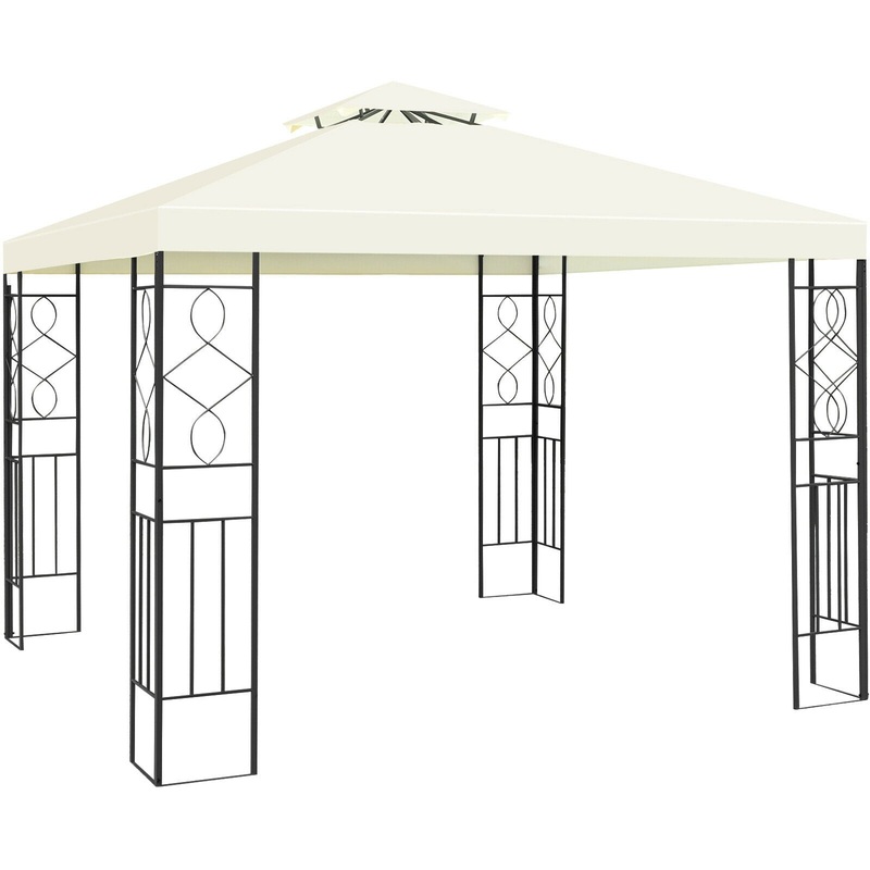 2 Tiers 10 x 10 Feet Patio Gazebo Canopy Tent, Beige