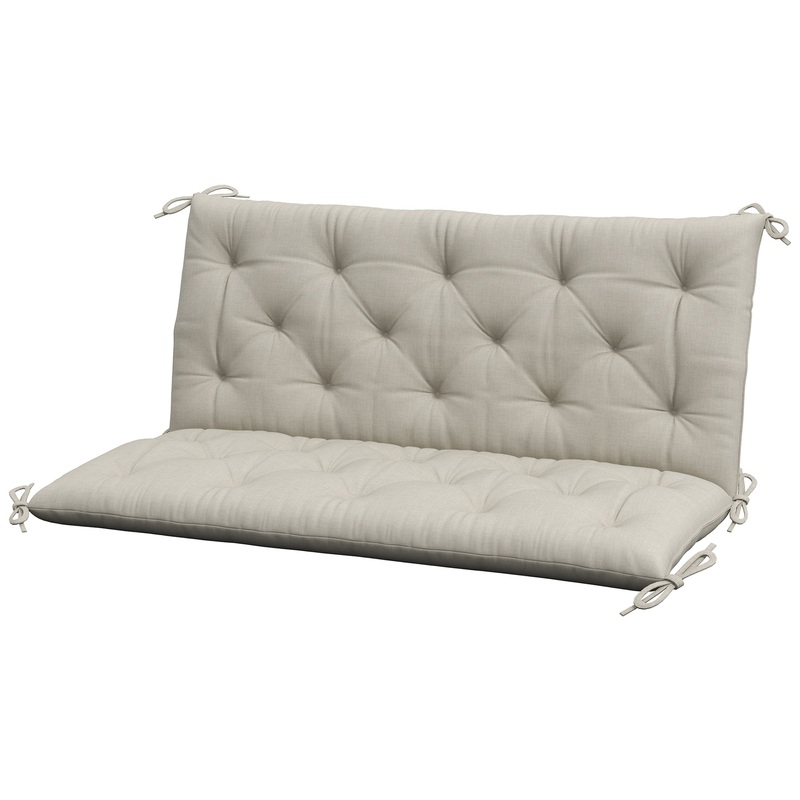 2 Seater Garden Bench Cushion, Thick Outdoor Non-Slip 2 Seater Soft Pad With Backrest for Garden Patio, 47 x 43 x 5, Light Grey