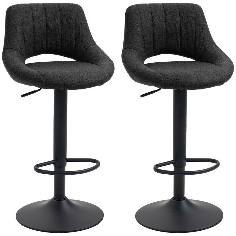 Swivel Bar Stools Set of 2, Linen Upholstered Counter Height Barstools with Round Metal Base