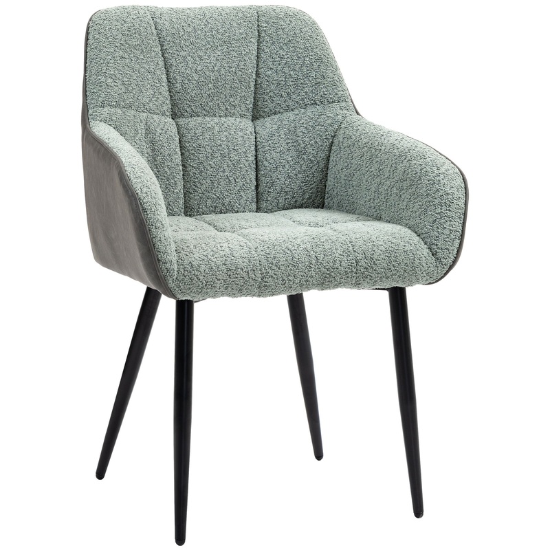 Accent Chair with Foot Pads, Living Room Chair with Chenille Fabric Front and PU Back, Green