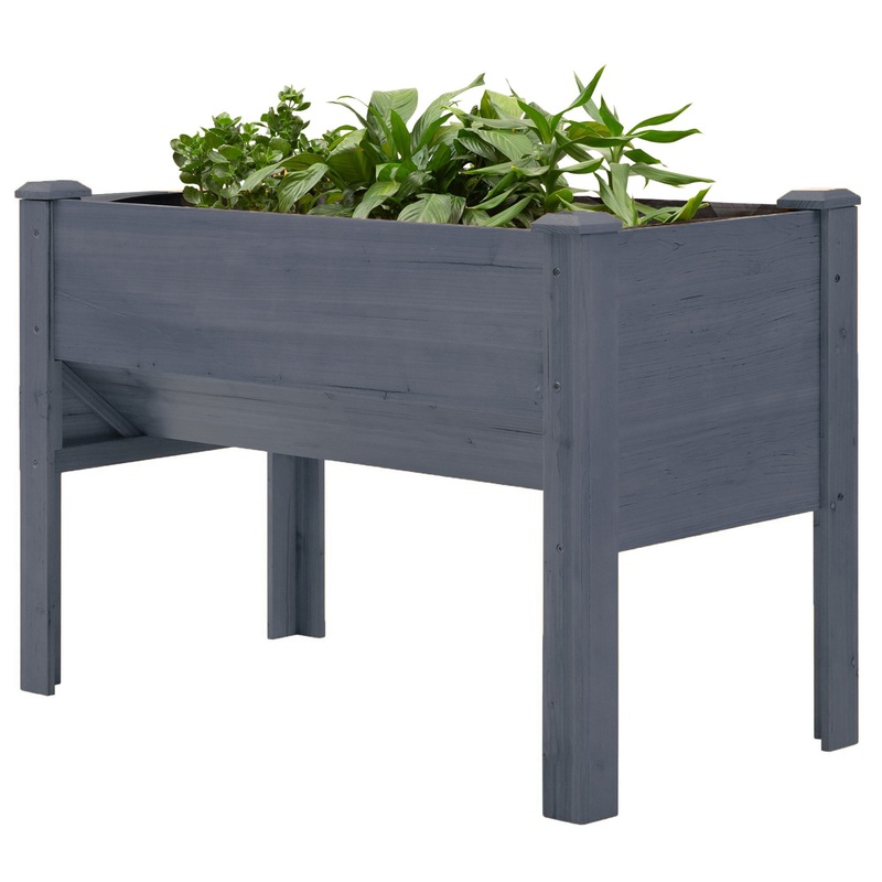 Wooden Raised Garden Stand, 48 x 24 x 32, Grey