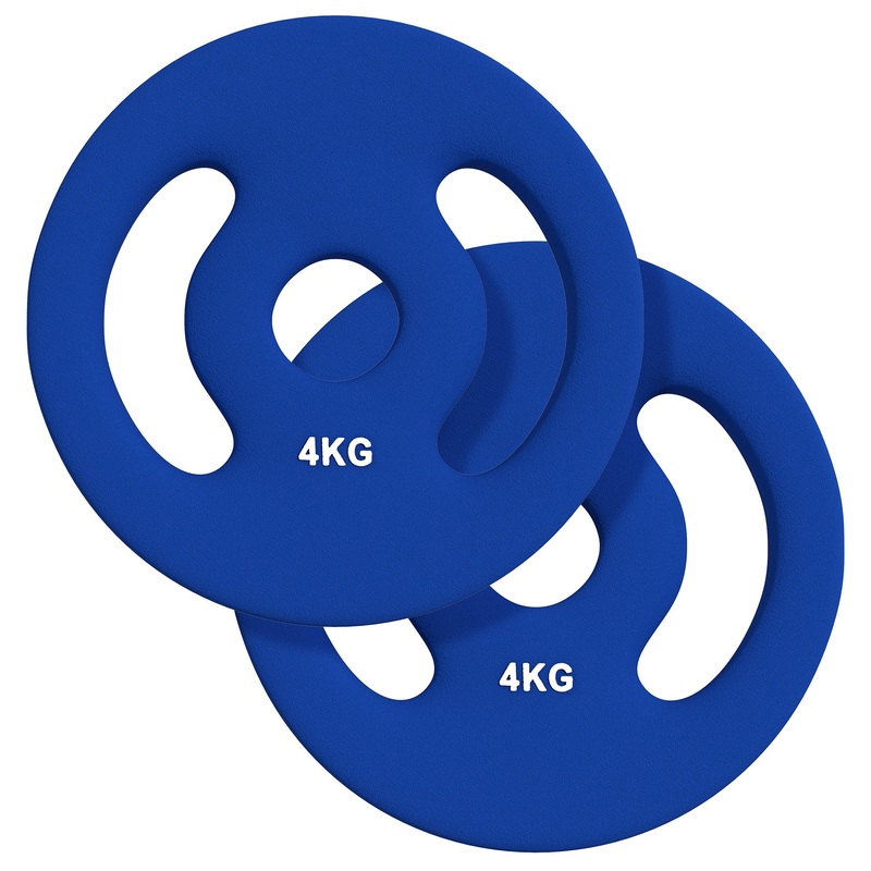 2 x 8.8lbs Standard Weight Plates with Easy-Grip Handles, 1 Holes, for Home, Gym, Weight Lifting and Strength Training