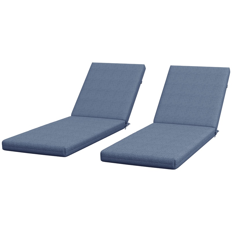 2-Piece Back and Seat Cushion Pillows Replacement, Patio Chair Cushions Set with Ties for Indoor Outdoor, Blue