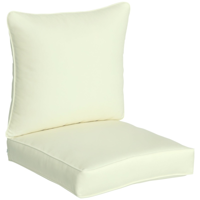Patio Chair Cushions, Thick Deep Seat Outdoor Seat Cushion with Back Cushion, Cream White