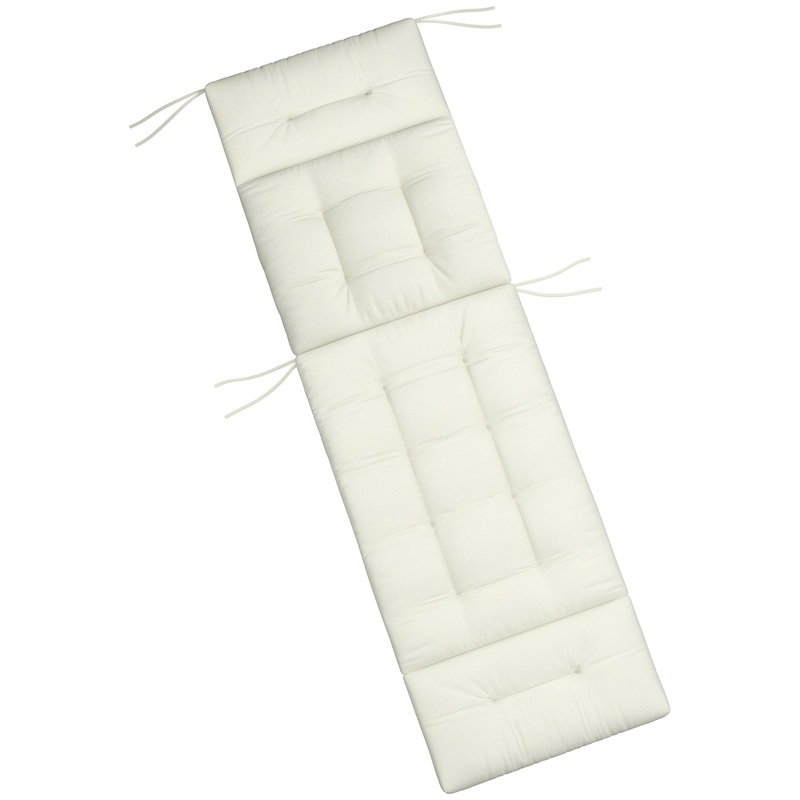 5 Thick Patio Chaise Lounge Lounge Chair Cushion with Backrest, Soft Cotton Padded for Indoor Outdoor Use, Cream White