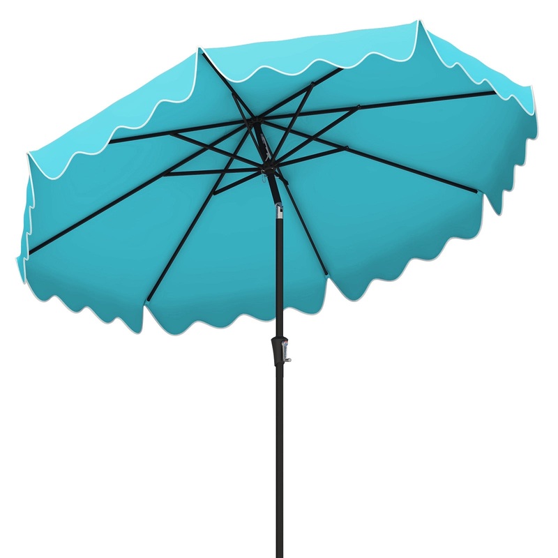 9 Feet Patio Umbrella with Crank Handle and Push Button Tilt, Turquoise