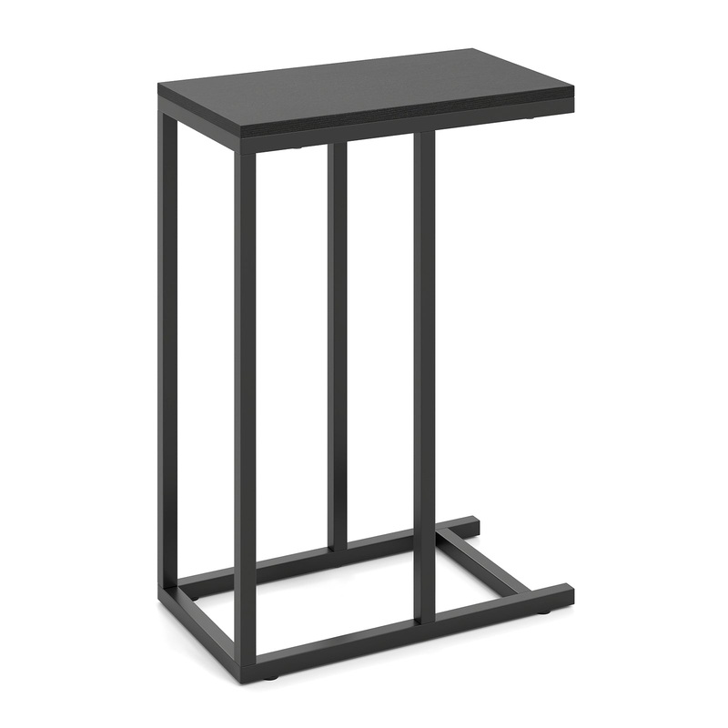 C-shaped Side Table with Heavy-duty Metal Frame, Black