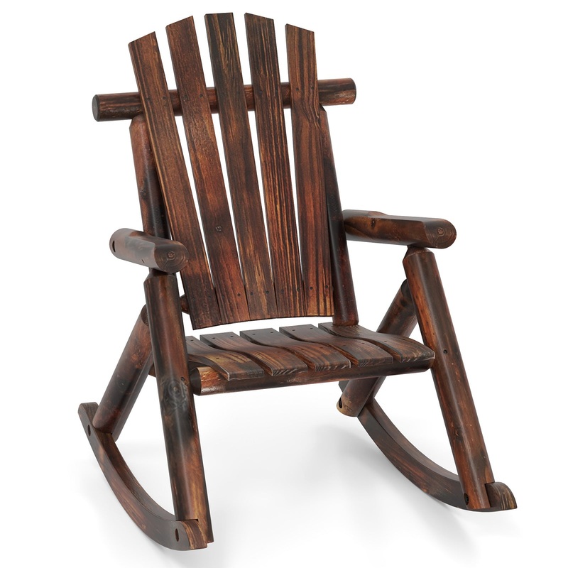 Outdoor Adirondack Rocking Chair for Adults Solid Wood Porch Rocker, Brown