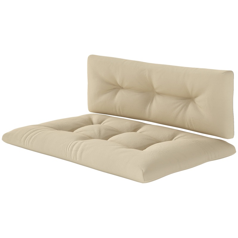 2-Piece Pallet Cushion Set, Outdoor 3.9 Thick Replacement Pallet Sofa Cushions, Tufted Replacement Pads for Garden Patio, Beige