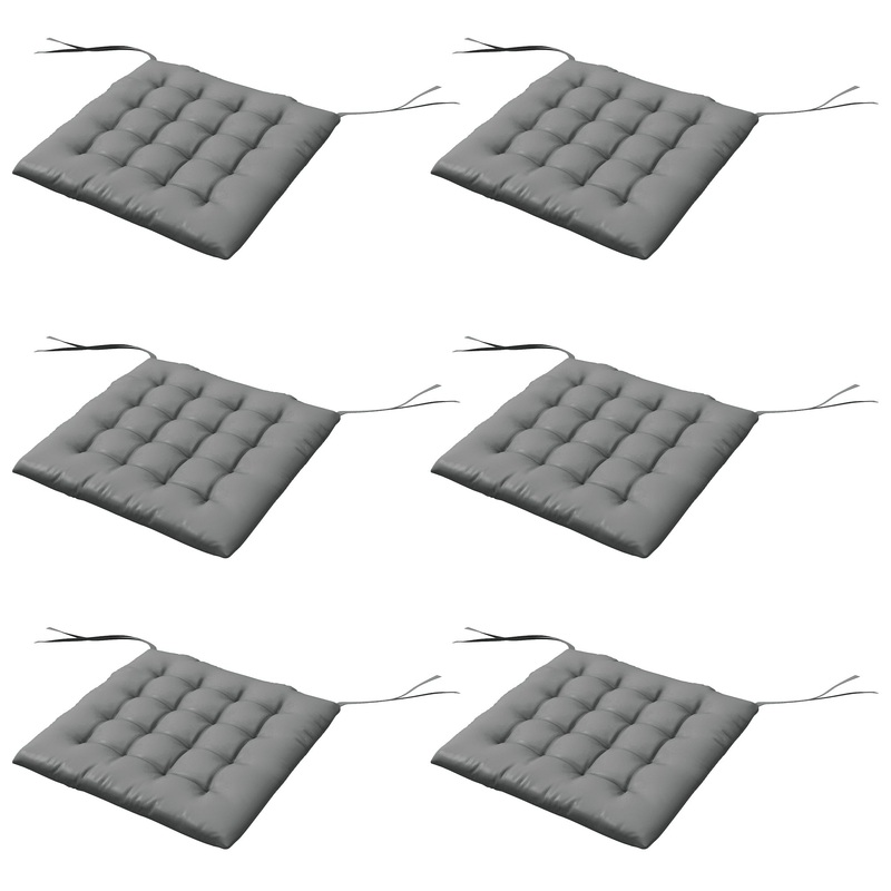 6-Piece Seat Cushion Pillows Replacement, Button Tufted Patio Chair Cushions Set with Ties, Charcoal Grey