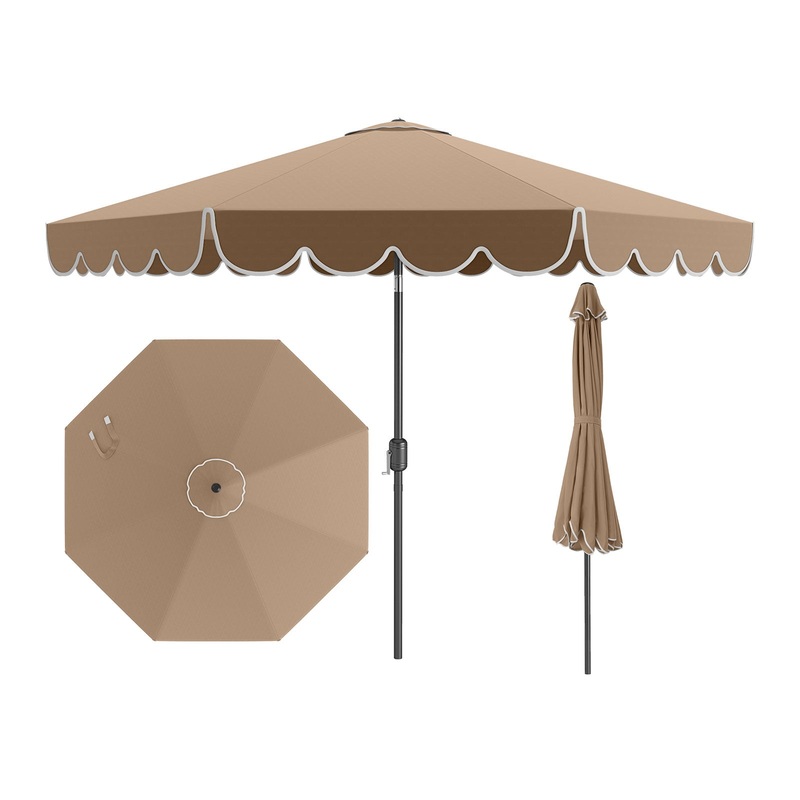 10 Feet Patio Umbrella Outdoor Market Umbrella with Crank Tilt Adjustment, Coffee