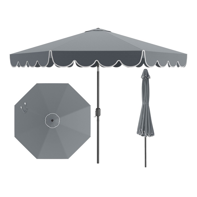 10 Feet Patio Umbrella Outdoor Market Umbrella with Crank Tilt Adjustment, Gray
