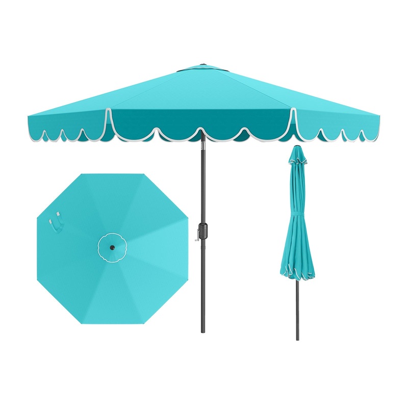 10 Feet Patio Umbrella Outdoor Market Umbrella with Crank Tilt Adjustment, Turquoise