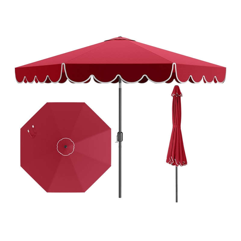 10 Feet Patio Umbrella Outdoor Market Umbrella with Crank Tilt Adjustment, Wine