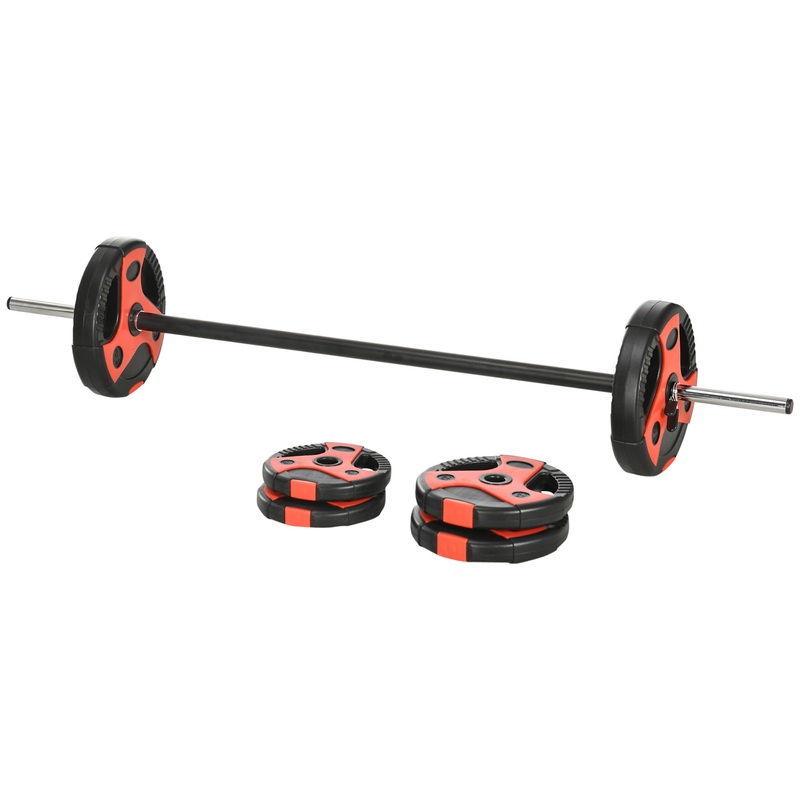 44lbs Adjustable Barbell Weight Set, Free Body Pump Bar and Weights, Weight Lifting Strength Training Equipment for Home Gym Exercise, Max Load 110 lbs, Black and Red