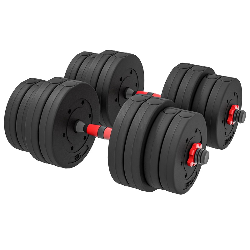 66lbs 2-in-1 Adjustable Dumbbells Weight Set, Dumbbell Hand Weights Barbell for Body Fitness, Lifting Training for Home, Office, Gym, Black and Red