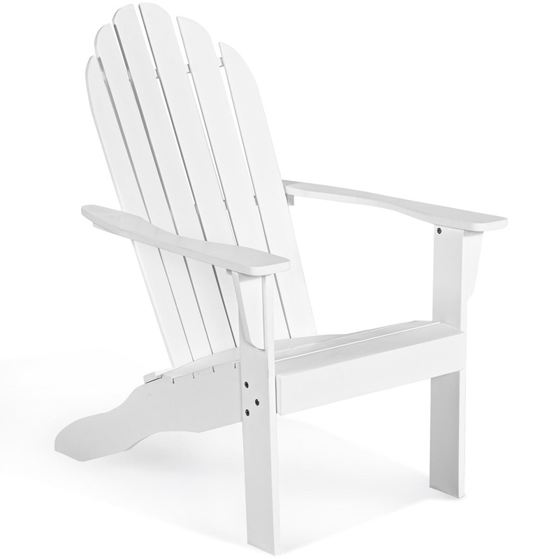 Acacia Wood Outdoor Adirondack Chair with Ergonomic Design, White