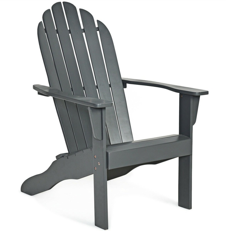 Acacia Wood Outdoor Adirondack Chair with Ergonomic Design, Gray
