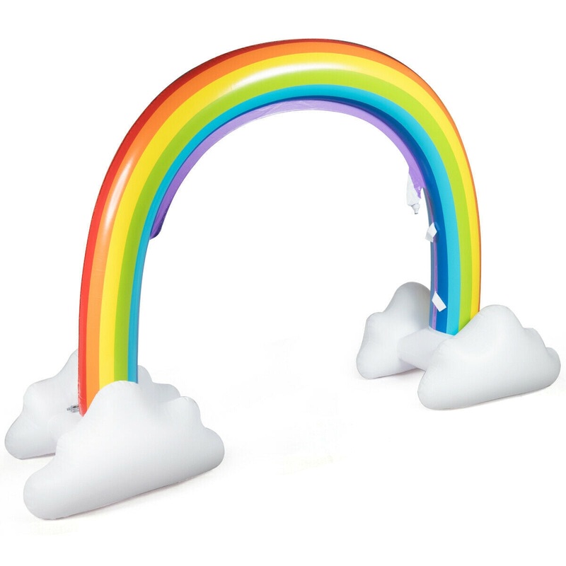 Inflatable Rainbow Sprinkler Backyard Games Outside Water Toy Yard, Multicolor
