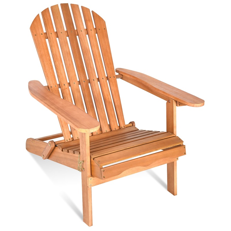 Eucalyptus Chair Foldable Outdoor Wood Lounger Chair, Natural