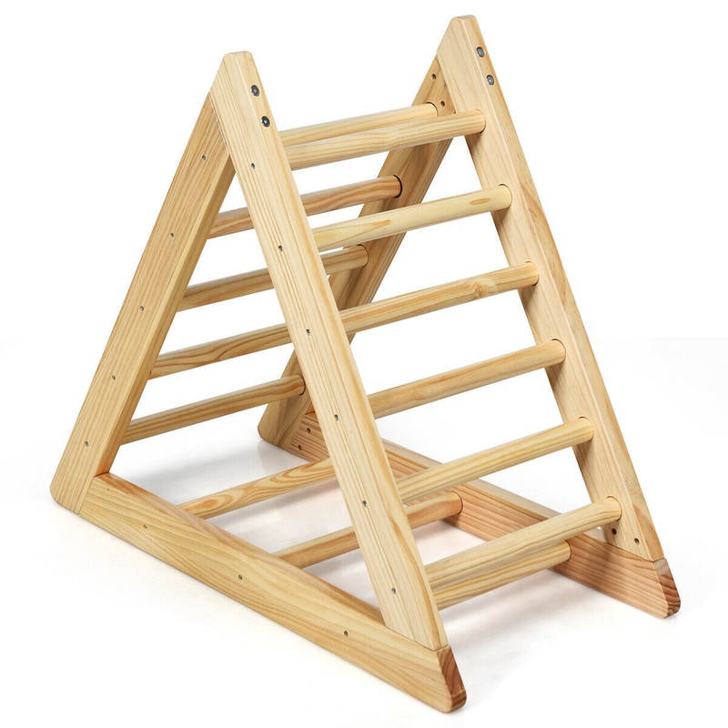 Wooden Triangle Climber for Toddler Step Training, Natural