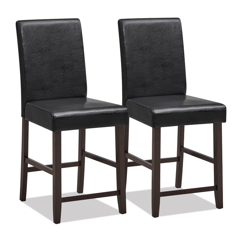 25 Inch Counter Height Set of 2 Bar Stools, Black