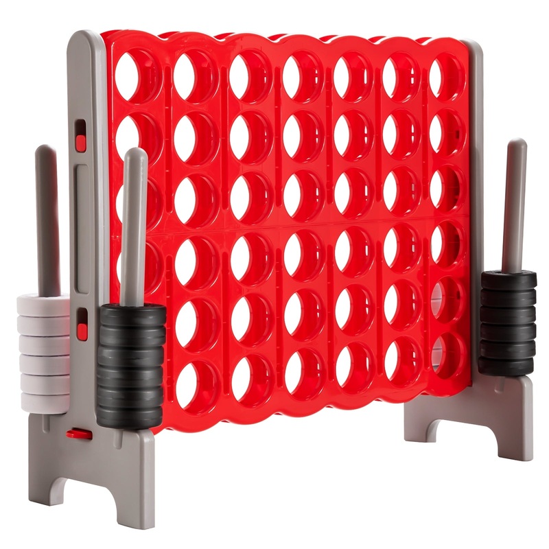 3.5 Feet Tall Jumbo 4 to Score Giant Game Set with 42 Jumbo Rings, Red