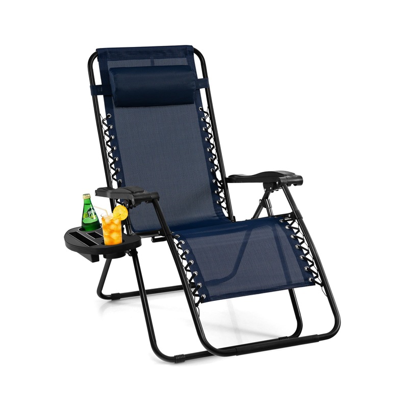 Outdoor Folding Zero Gravity Reclining Lounge Chair, Blue