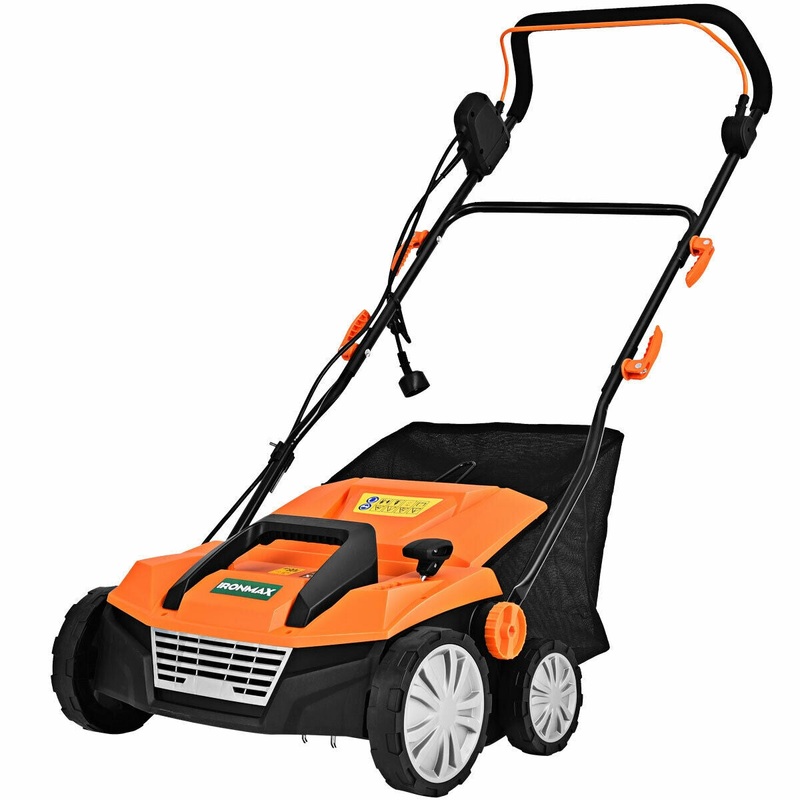 15 Inch 13 Amp Electric Scarifier with Collection Bag and Removable Blades, Orange