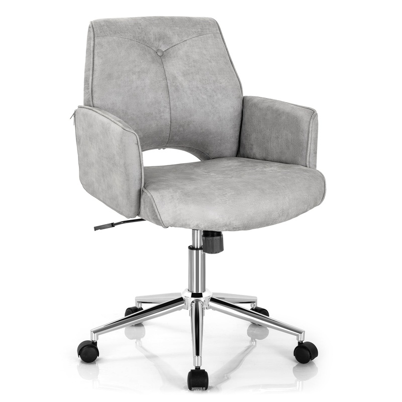 Adjustable Hollow Mid Back Leisure Office Chair with Armrest, Gray