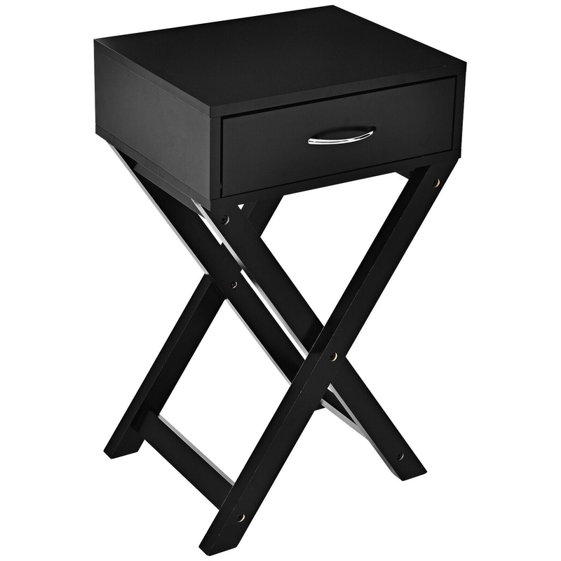 X-Shape Modern Accent Side End Table, Black