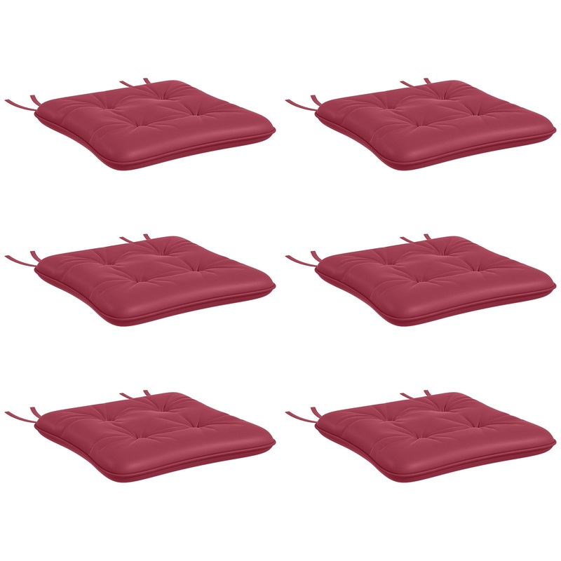 6-Piece Outdoor Patio Chair Cushions, Button Tufted, Wine Red