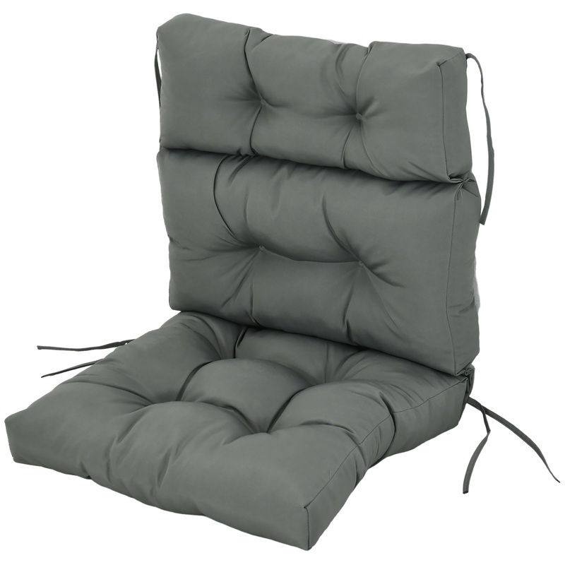 Outdoor Patio Chair Cushion, Tufted with Thick Filling, Dark Grey