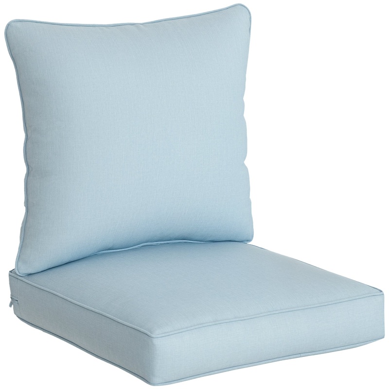 Patio Chair Cushions, Thick Deep Seat, Light Blue