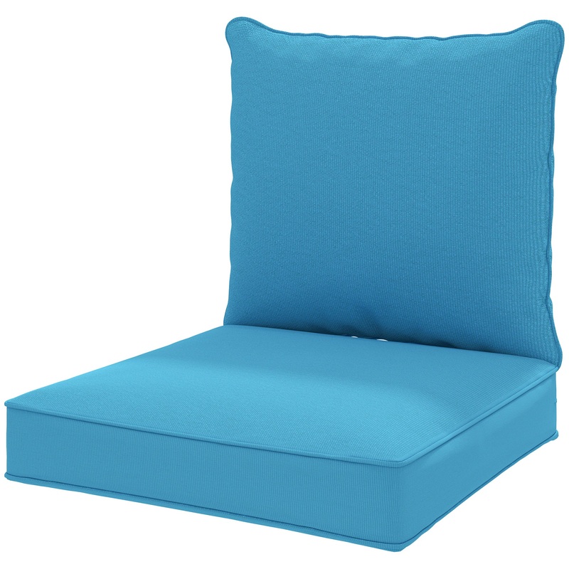 Patio Chair Cushions, Thick Deep Seat Outdoor Seat Cushion with Back Cushion, Turquoise
