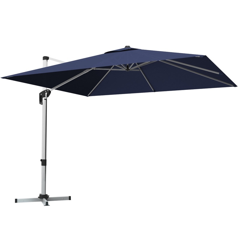 10 Feet 360 Tilt Aluminum Square Patio Umbrella without Weight Base, Navy