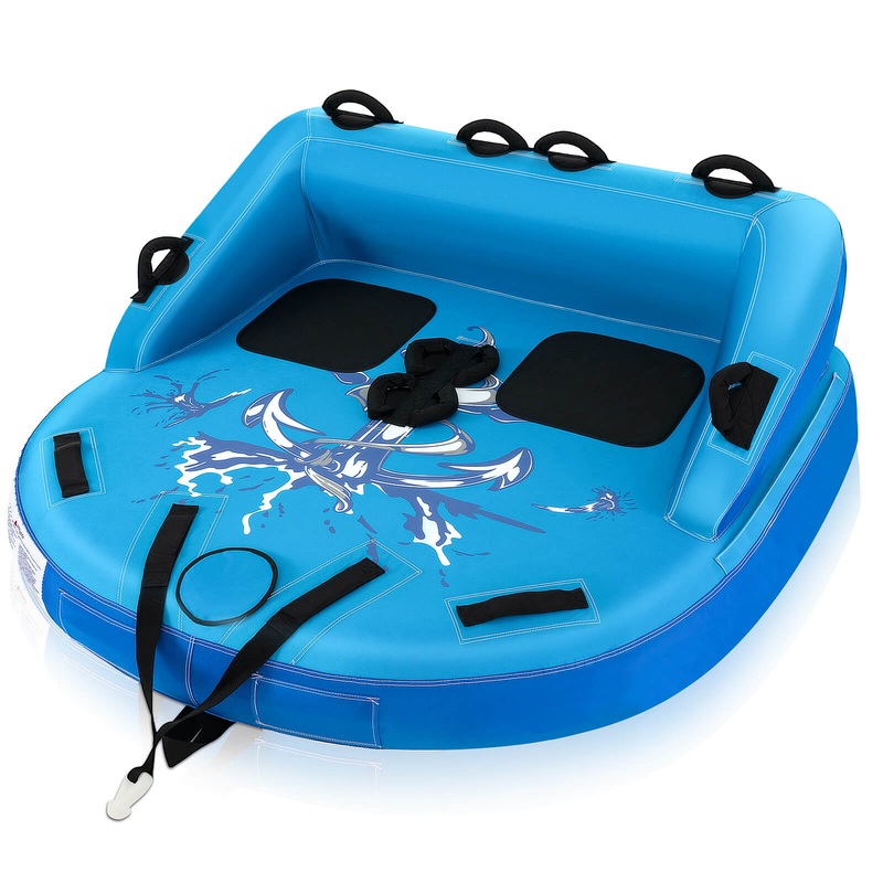 2 Person Water Sport Inflatable Towable Tubes for Boating, Blue