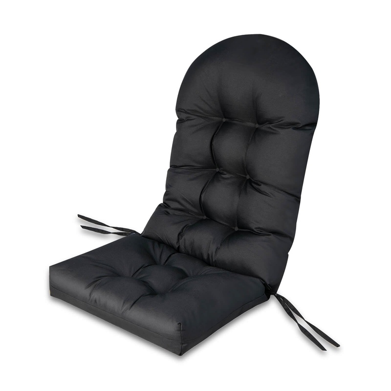 Patio Adirondack Chair Cushion with Fixing Straps and Seat Pad, Black