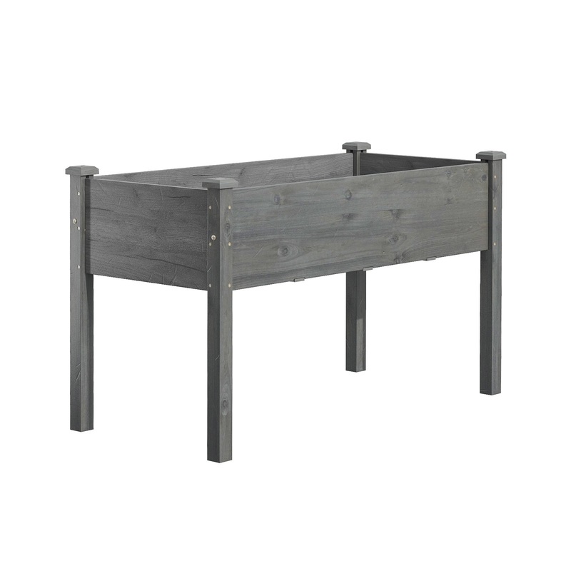 Wooden Raised Vegetable Garden Bed Elevated Grow Vegetable Planter, Gray