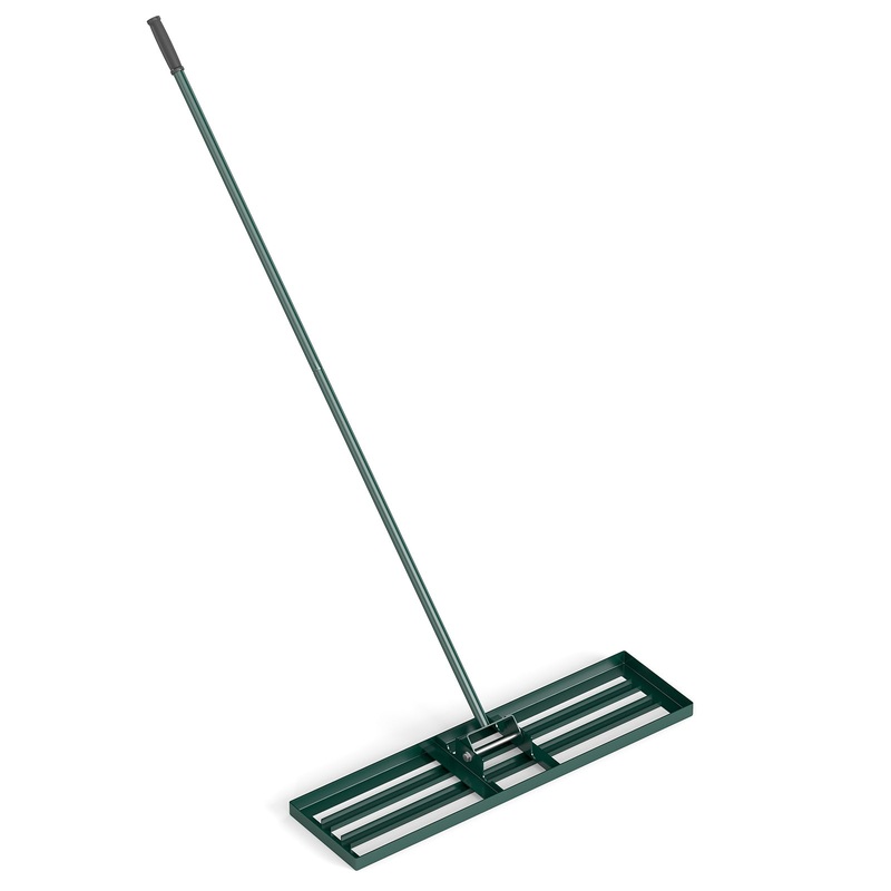 36 x 10 Inch Lawn Leveling Rake with Ergonomic Handle, Green